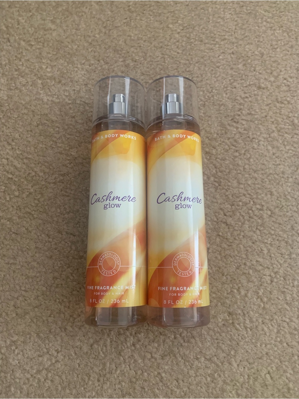 Bath & Body Works Cashmere Glow Fragrance Mist — Cream & Orange Tones